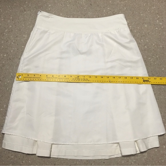 White Y2K Pleated lined Skirt George ME Mark Eisen Cotton blend 6 Side Zip EUC - Picture 7 of 13